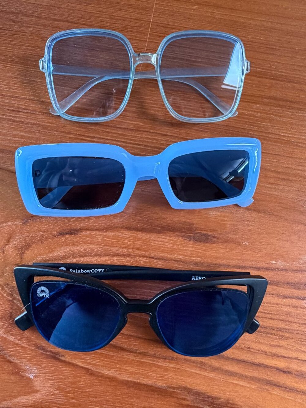 Three Pairs Blue Sunglasses - Various & Rainbow Optics